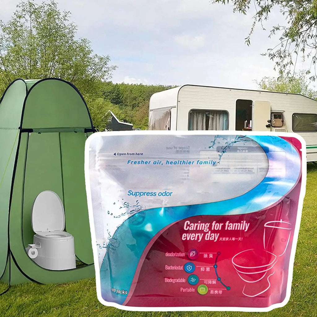 30 Pieces Pee Powder Liquid Solidifier Portable Toilet Powder Liquid Waste Gelling Deodorizing Powder for Travel Portable Toilet Oasis Select