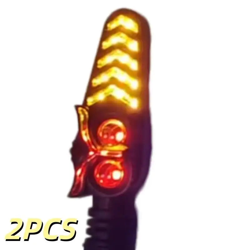 2Pcs Dual Color Skeleton Arrow Amber Flashing Blinker Indicator Motorcycle Owl Shaped LED Turn Flowing Signal Light Oasis Select A4
