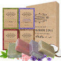 4pcs Plant Matte Pellet Soap Coconut Oil Lavender Rose Essential Oil Wash Face Wash Hand Soap Set Box Holiday Gift, Christmas Oasis Select MULTI 400g