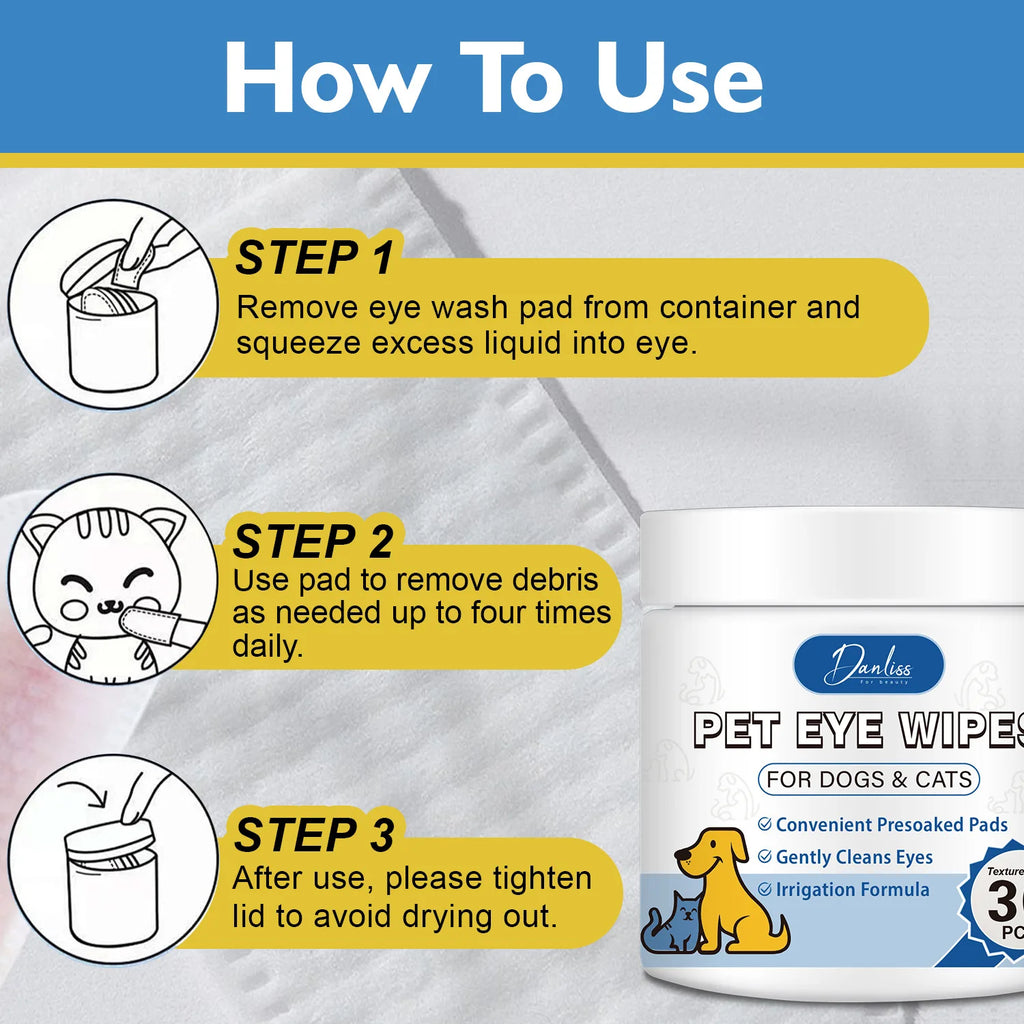 30-Pack Pet Eye Cleaning Wipes – Tear Stain Remover Dogs & Cats Pet Grooming Wipes Oasis Select