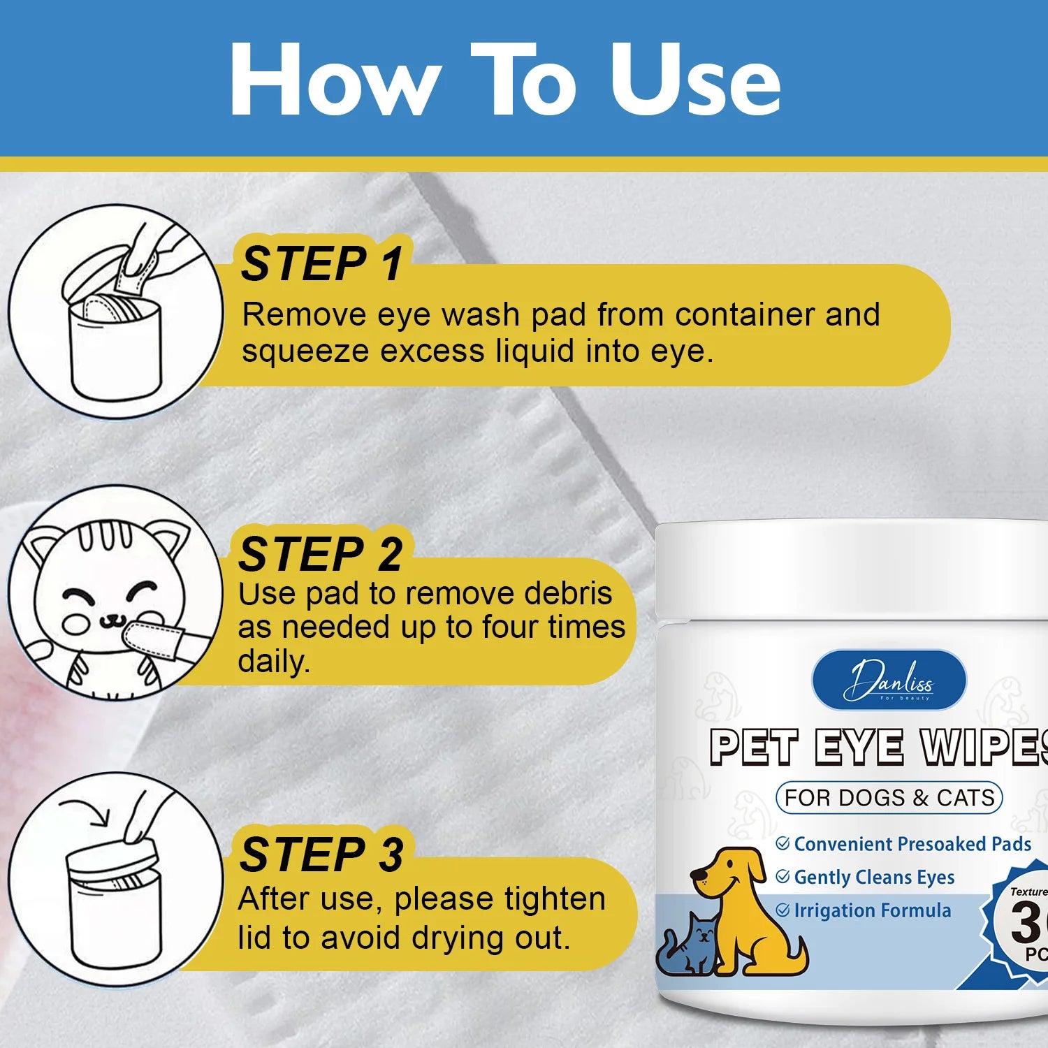 30-Pack Pet Eye Cleaning Wipes – Tear Stain Remover Dogs & Cats Pet Grooming Wipes Oasis Select