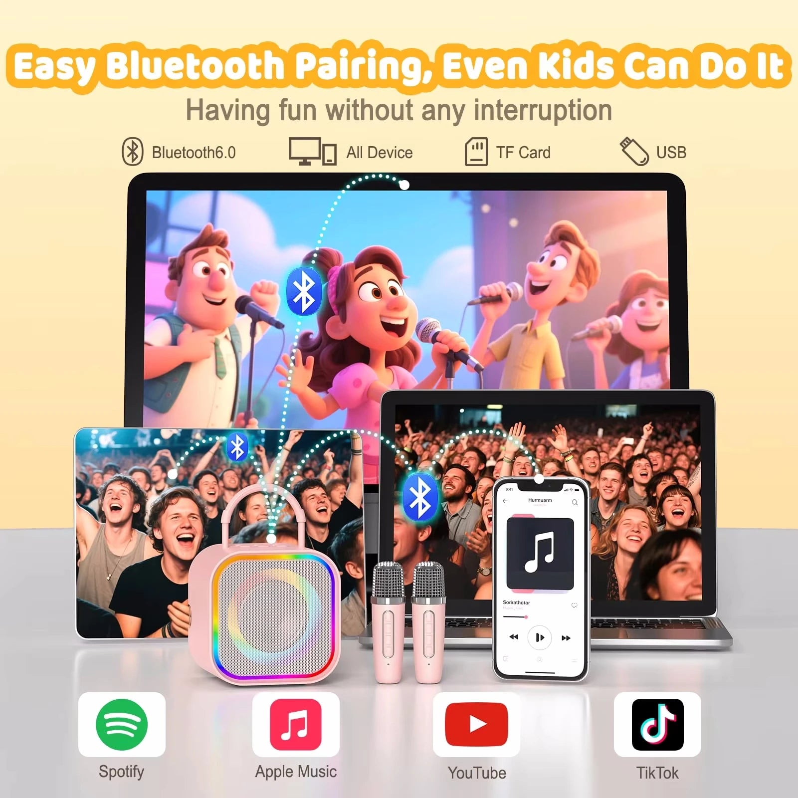 AyeBeau Dual Wireless Karaoke Machine & Bluetooth Speaker