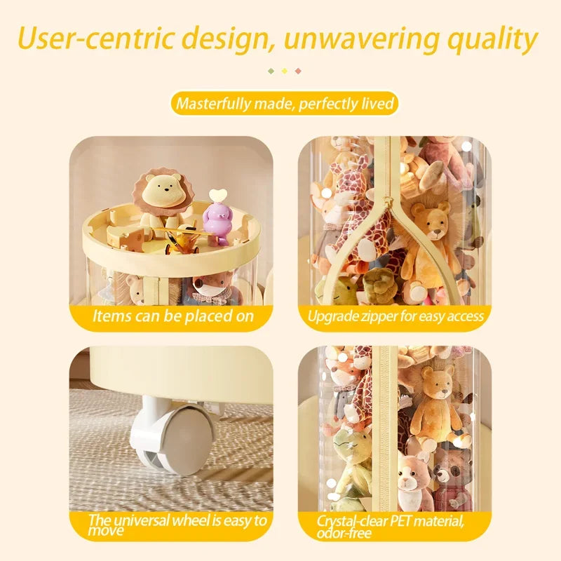 Transparent Doll Storage Box Plush Toy Organization Toy Storage Tube DIY Zipper Bins Kid Christmas Gift Children's Toy Organizer Oasis Select