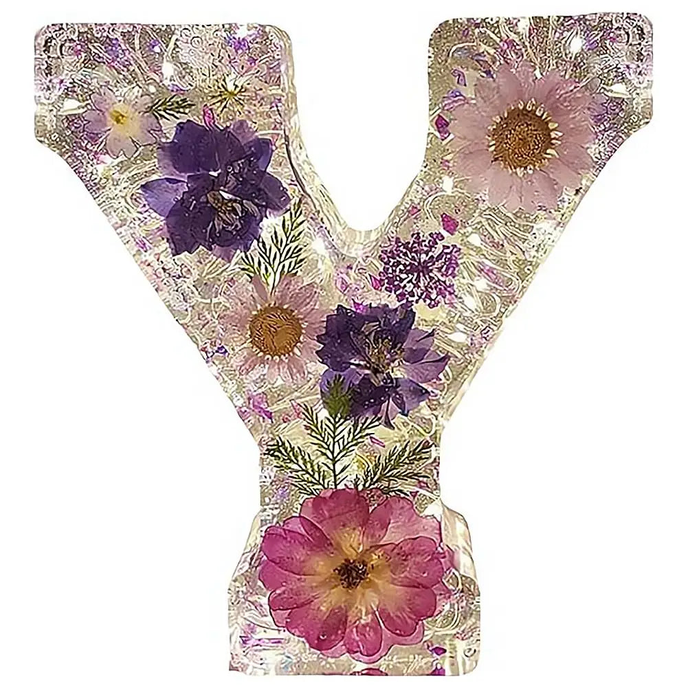 Floral Resin LED Letter Light – Dried Flower Night Lamp