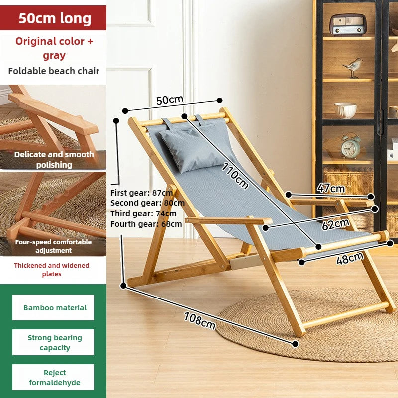 Folding beach chair, nap lounge chair, outdoor portable backrest chair, backrest chair, comfortable home use, adjustable Oasis Select beach chair E