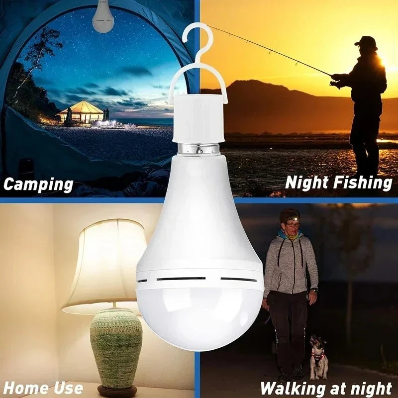 E27 High Brightness Emergency LED Lamp Bulbs 15W Rechargeable Light Bulb Outdoor Camping Fishing Portable Household Lantern Oasis Select