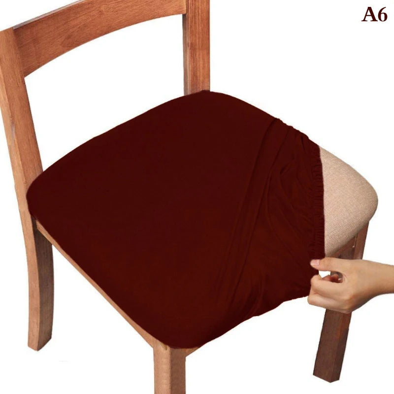 Dining Room Chair Cover Seat Covers Spandex 13solid Colors Removable Washable Elastic Cushion Covers For Home Oasis Select Wine red