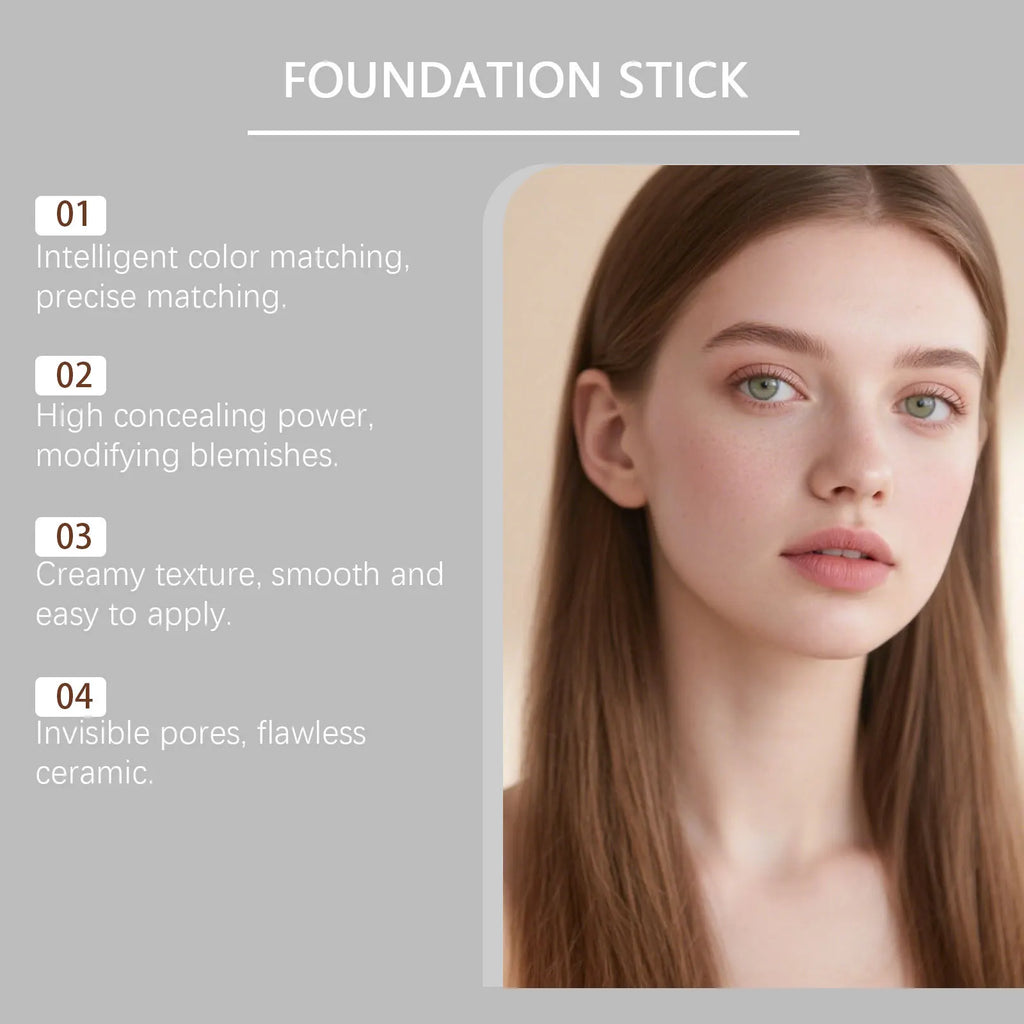 2-in-1 Color-Changing Foundation Stick & Concealer | Matte Foundation Concealer Stick Oasis Select