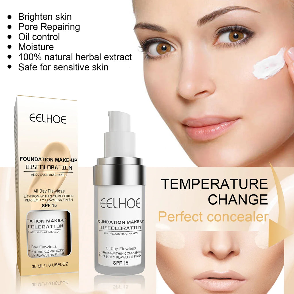 EELHOE Color Changing Liquid Foundation Moisturizing Waterproof No Creasing No Separation Concealer Makeup Products Wholesale Oasis Select
