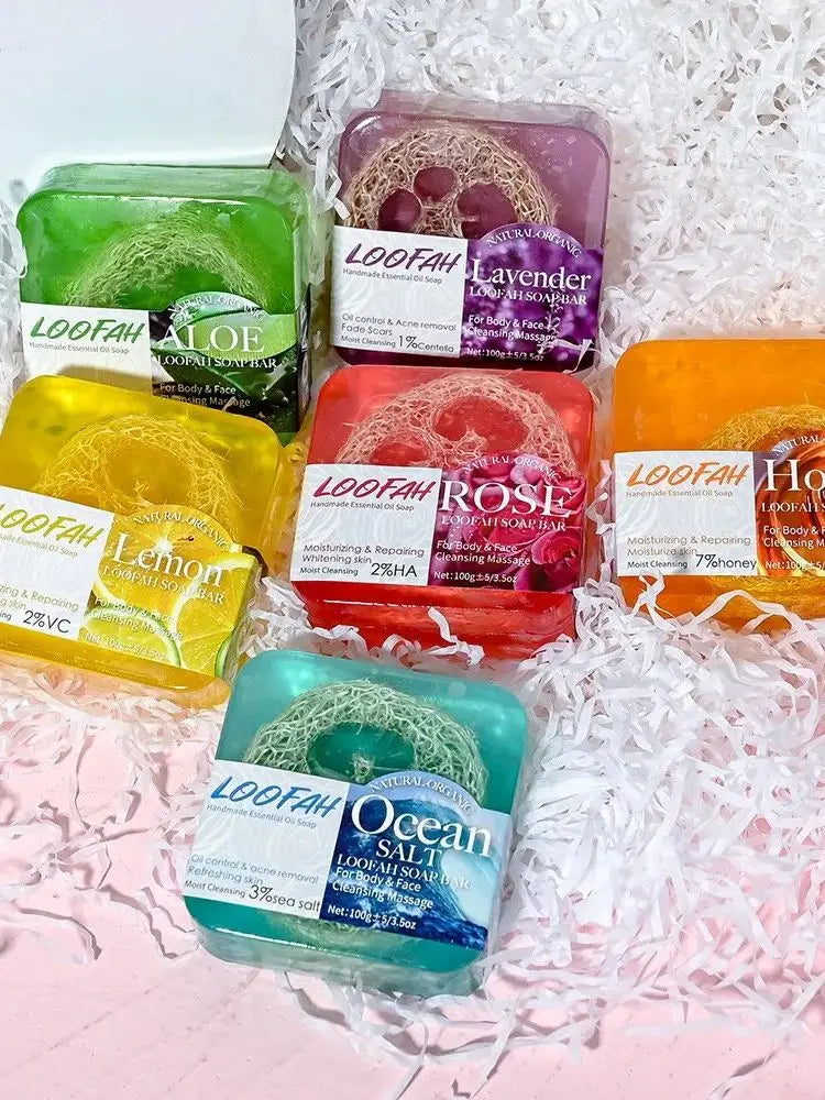 Loofah Rose Essential Oil Handmade Soap – Deep Cleansing Bar