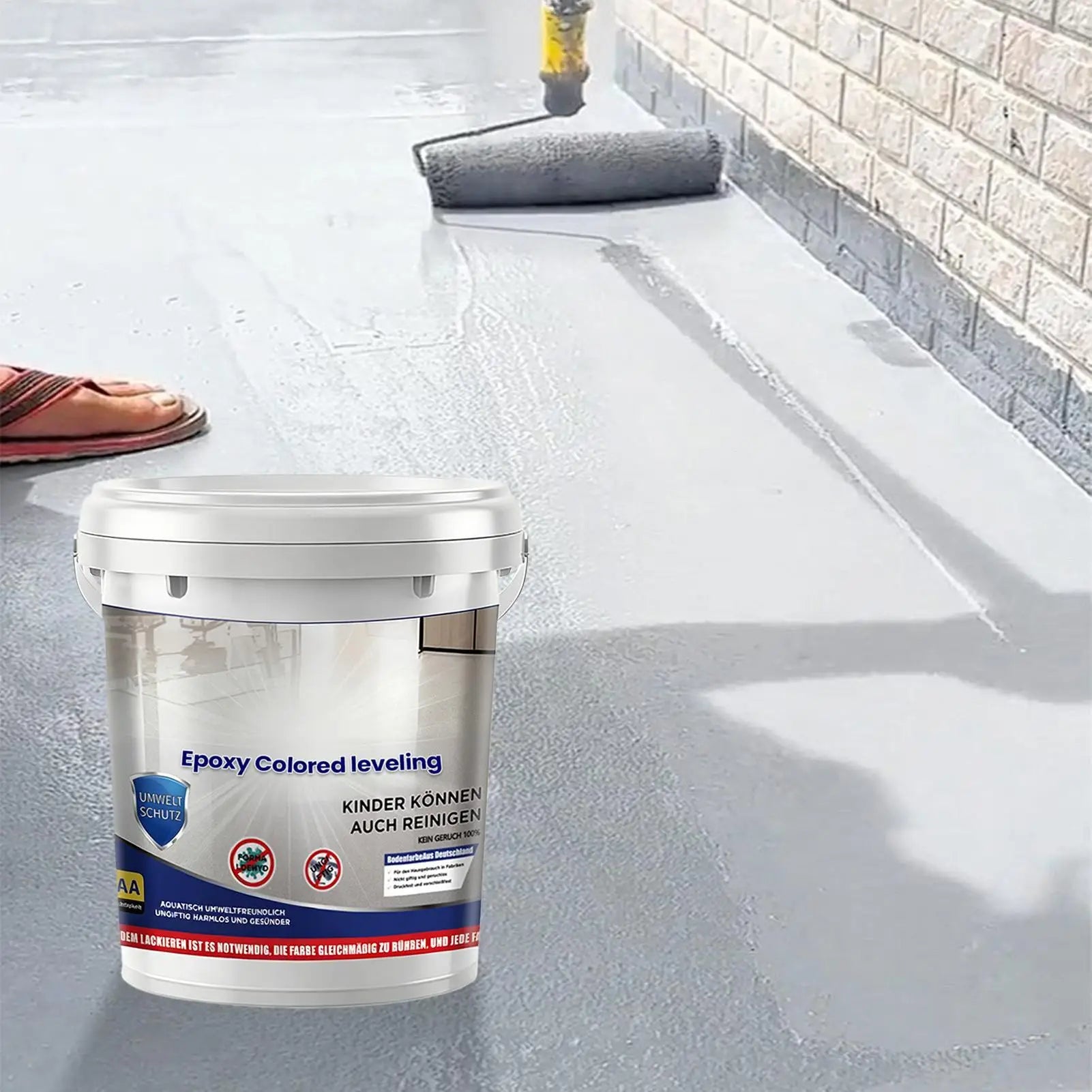 Epoxy Colored Sand Paint Non-Slip High-Gloss Coating Epoxy Colored Sand Floor Paint for Indoor Outdoor Garage Concrete Building Oasis Select