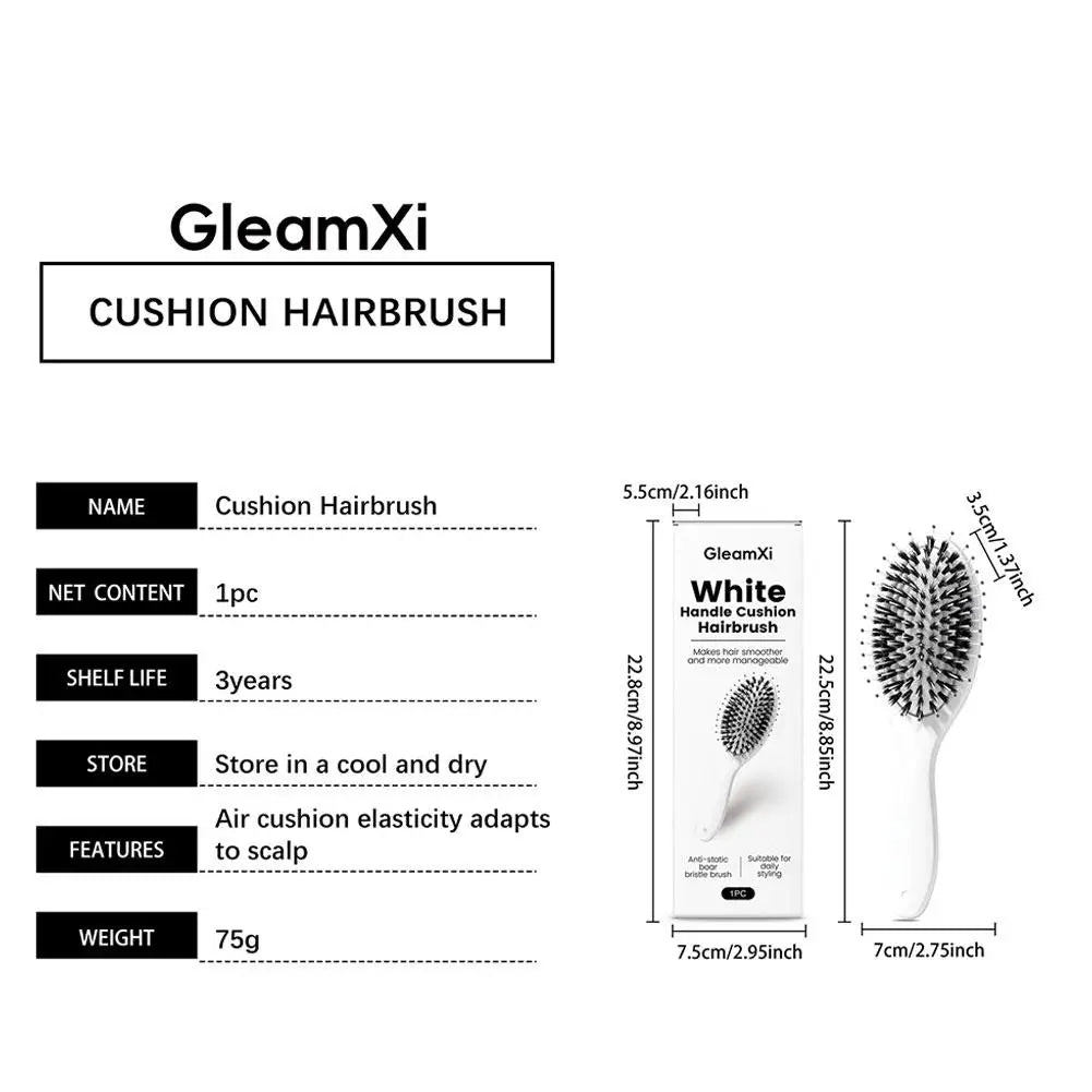 Boar Bristle Cushion Hair Brush – Anti-Static Styling Tool