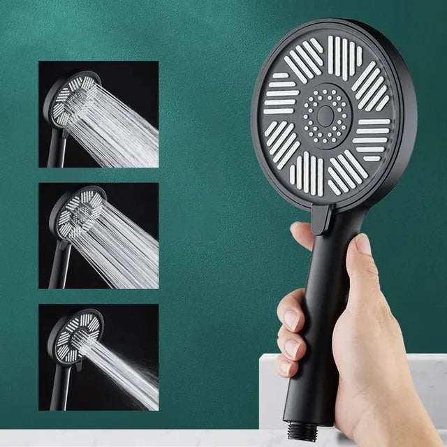 13cm Big Panel Shower Head High Pressure Rainfall Shower Set Water Saving 3 Modes Adjustable Shower Head Bathroom Accessories Oasis Select Black Shower