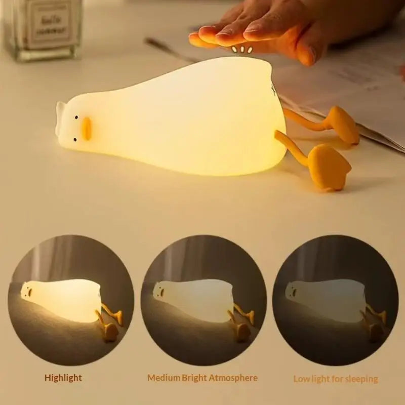 LED Duck Night Light Rechargeable Touch Silicone Cartoon Clap Duck Sleeping Night Lamp For Bedroom Decoration Children Gift Oasis Select