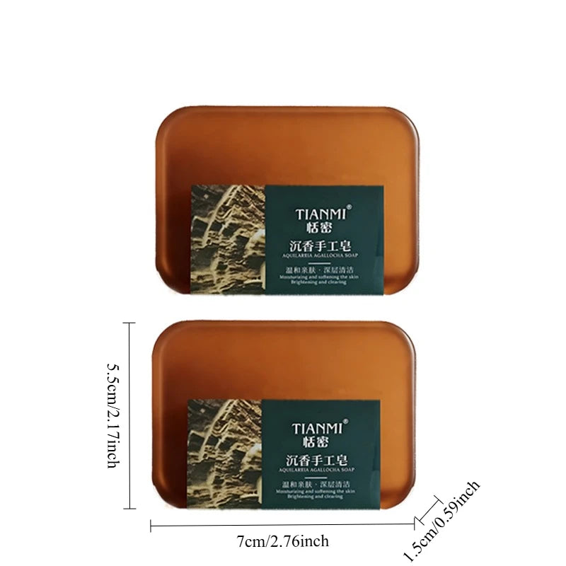 2PCS Agarwood Handmade Soap, enriched with agarwood extract and glycerin, provides deep cleansing, full-body bathing, hydration Oasis Select
