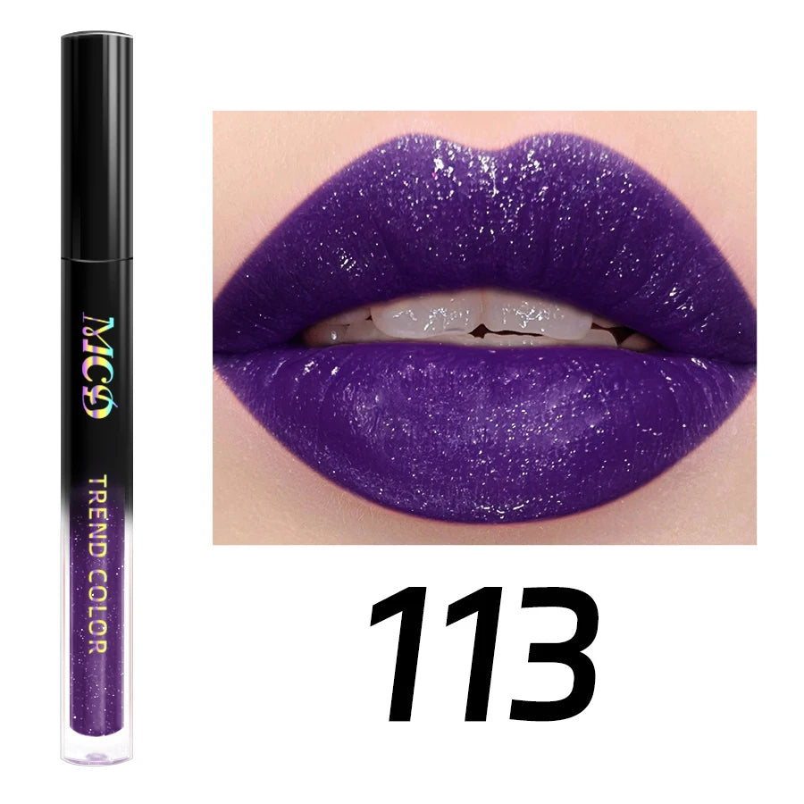 MCD 15-Shade Glitter Lip Gloss | Pearl Shimmer Liquid Lipstick