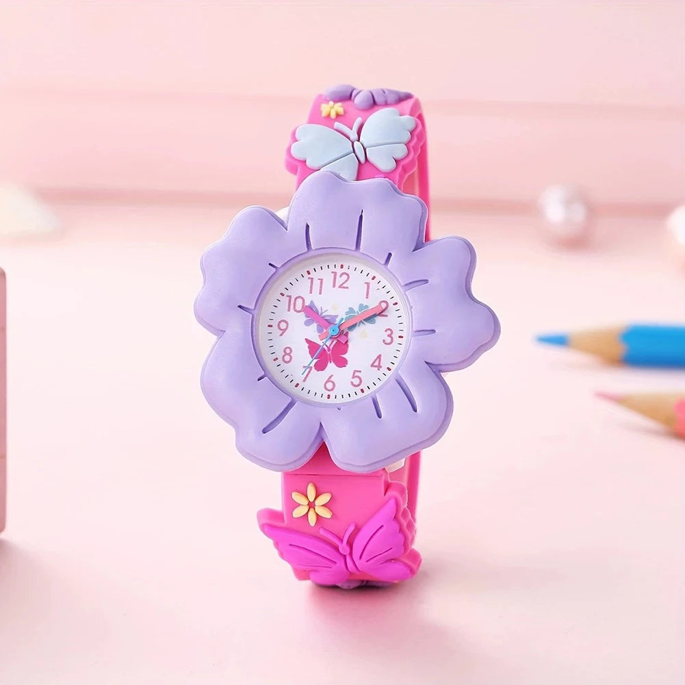 Kids Floral Silicone Watch – Waterproof Girls Quartz Wristwatch