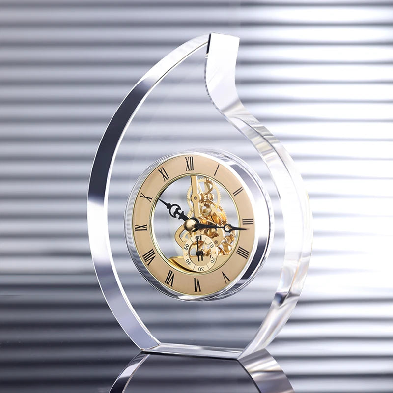 Modern Minimalist Glass Clock Living Room Creative High-end Pendulum Clock Mechanical Placement of Ornaments Oasis Select A