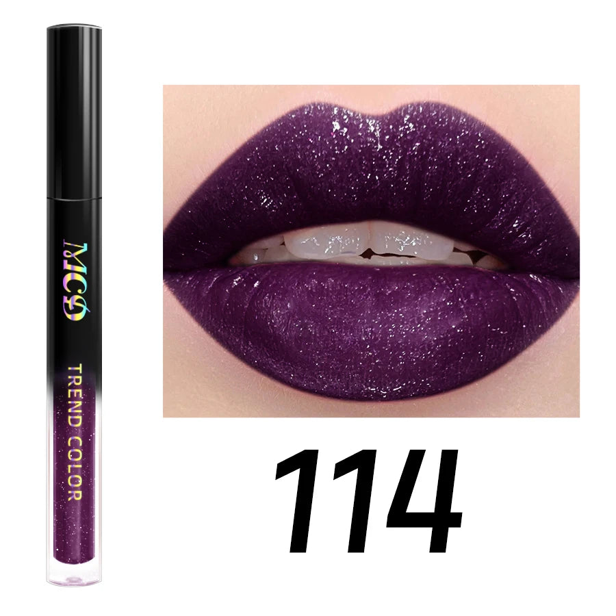 MCD 15-Shade Glitter Lip Gloss | Pearl Shimmer Liquid Lipstick