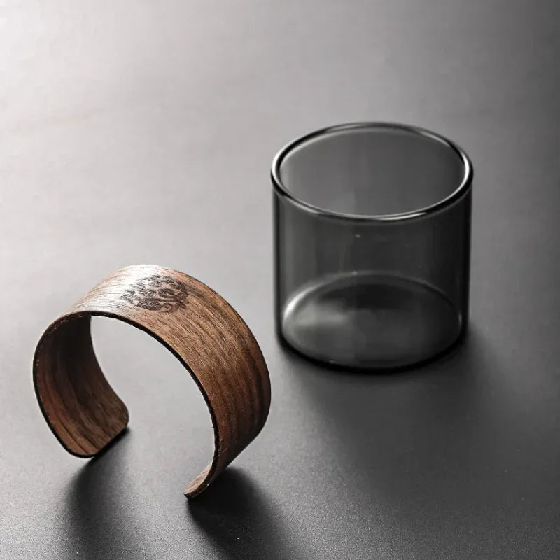 Heat-resistant Glass Tea Cup High Borosilicate Main Cup Tea Tasting Cup Walnut Handle Kung Fu Tea Cup Oasis Select