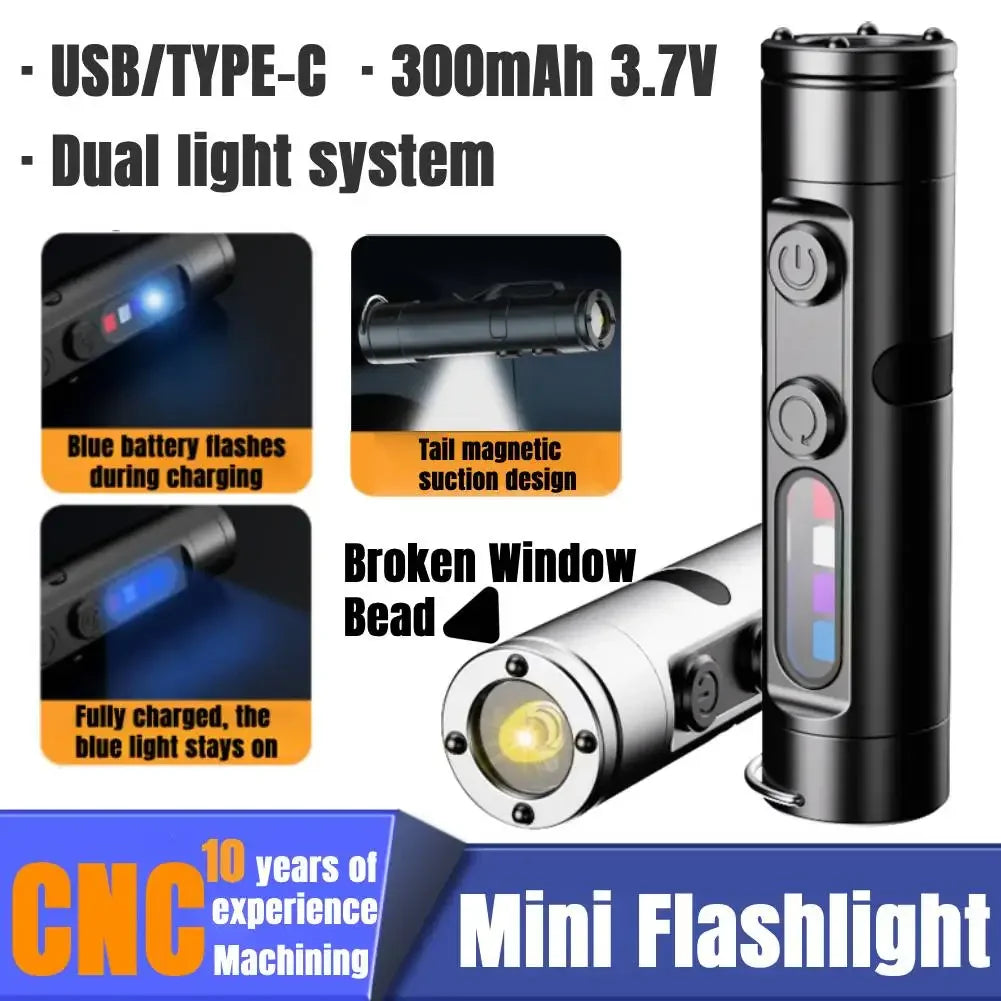 Shunmaii Mini USB-C Rechargeable Flashlight – Hat Clip & Magnet Mini LED Flashlight Oasis Select