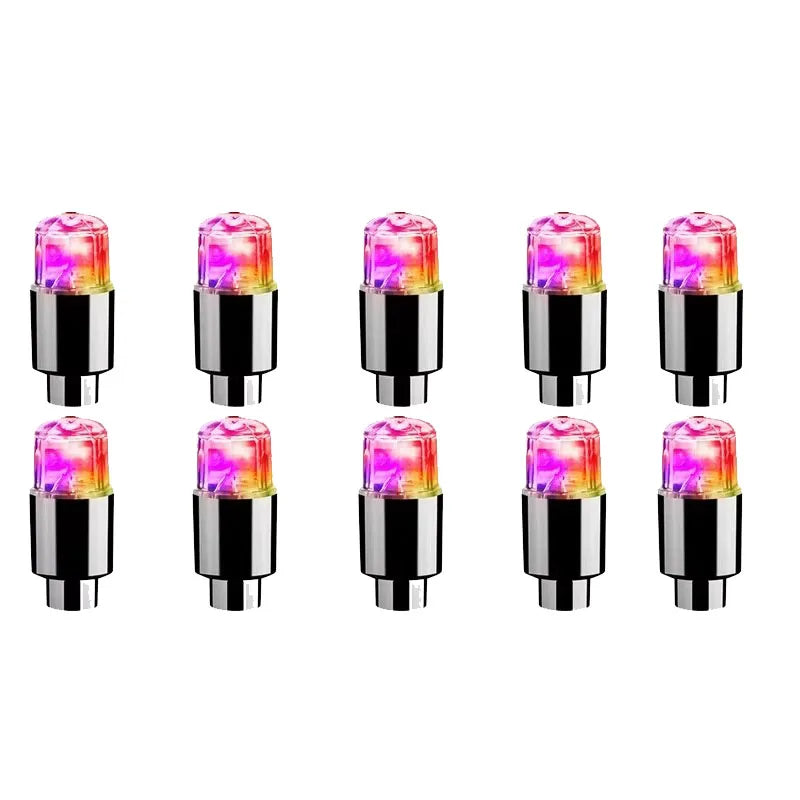 2/8/16Pcs Colorful Car Tire Valve Caps LED Car Motorcycle Cycling Wheel Lantern Spokes Hub Tyre Lamp Wheel Caps Oasis Select 10Pcs Colorful