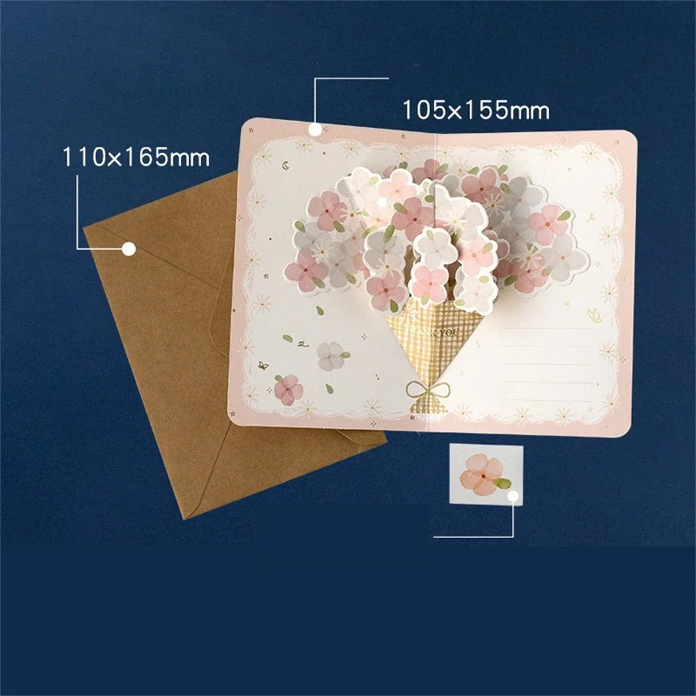 Pop-Up 3d Tulips Roses Sunflowers Bouquet Greeting Card Postcard Mother'S Day Blessings Creative Card Gift For Mother Oasis Select style2 C