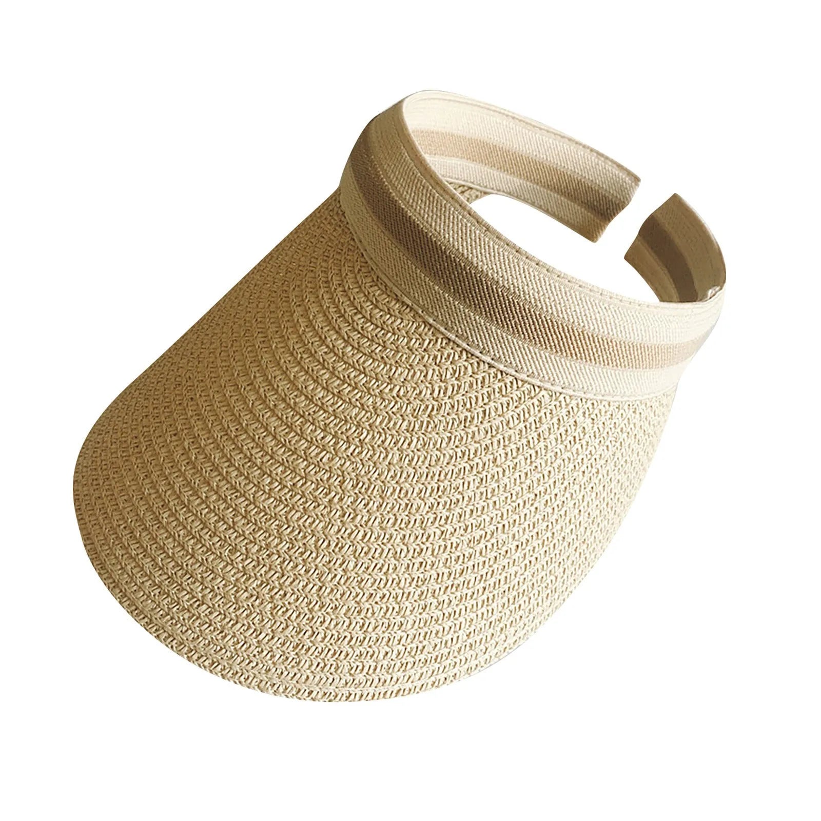 Cycling Caps Wide Straw Visors Sun Visor Hats For Women Foldable Beach Visors Summer Roll Up Ponytail Beach Camping Photo Hat Oasis Select Khaki