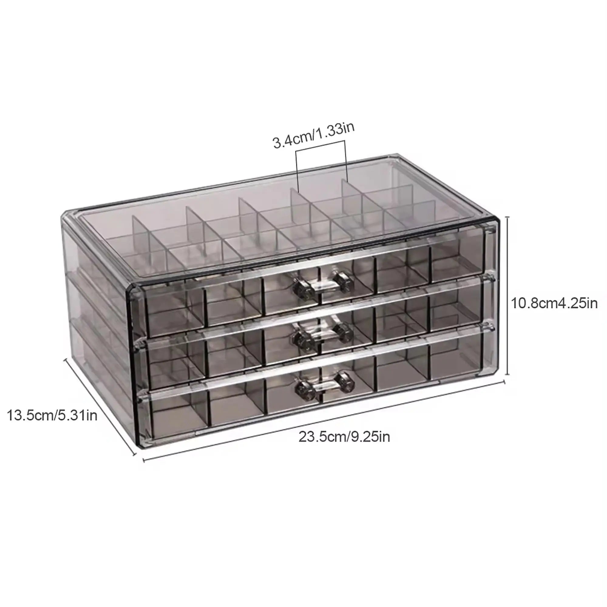 Multi-Compartment Jewelry Storage Box, Acrylic Transparent Earrings Drawer Box With Three-Layer 72-Grid High-Capacity Portable Oasis Select