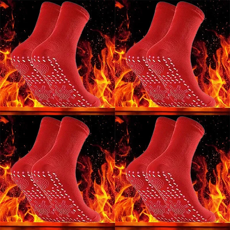 9/6/3/1Pairs Magnetic Socks Self Heating Therapy Magnetic Therapy Pain Relief Socks Woman Men Self-Heating Socks Oasis Select 4 pairs-red