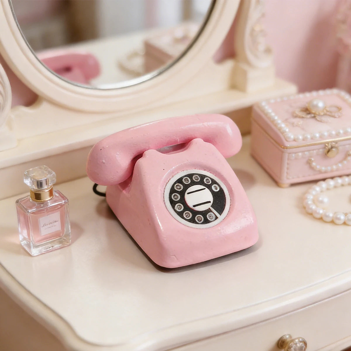 1/4 PCS Mini Vintage Rotary Telephone – 1:12 Miniature Retro Desk Phone for Dollhouse, Fairy Garden Paths & Micro Landscapes Oasis Select