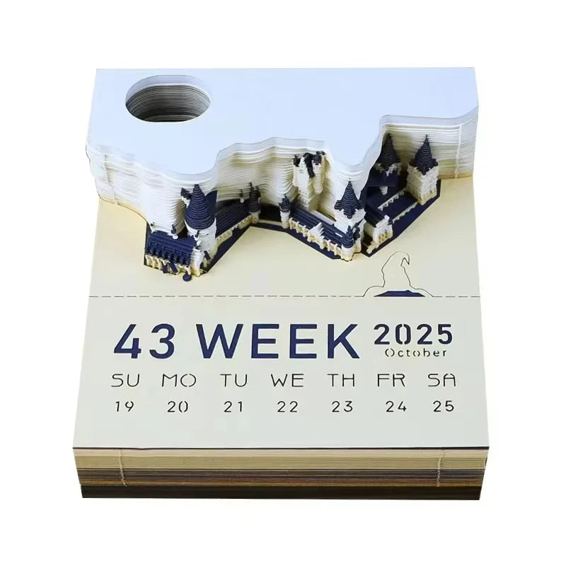 Treehouse 3D Desktop Calendar Sticky Notes Creative Crafts Souvenirs Paper Carvings Memo Pad New Year Gifts Office Ornament Oasis Select Castle Calendar