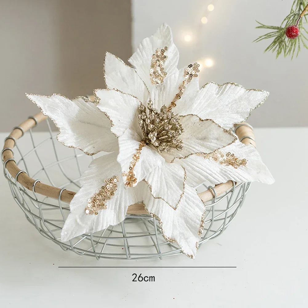 Christmas Tree Holiday Parties Artificial Christmas Flowers Flannel Christmas Flowers High Quality Material Layered Spiky Petals Oasis Select