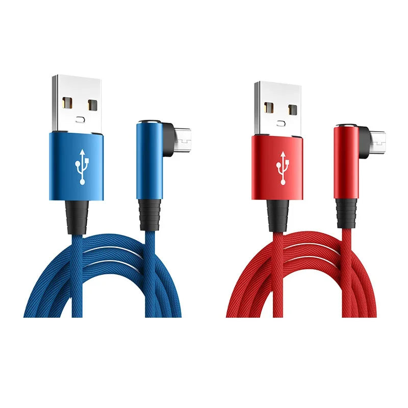 1/3pcs USB Micro Cable 3A 90 Degree Elbow Data Cable Charger Cord for Xiaomi Mobile Phone Accessories Fast Charging Usb Cable Oasis Select mix-2pcs 2 2m