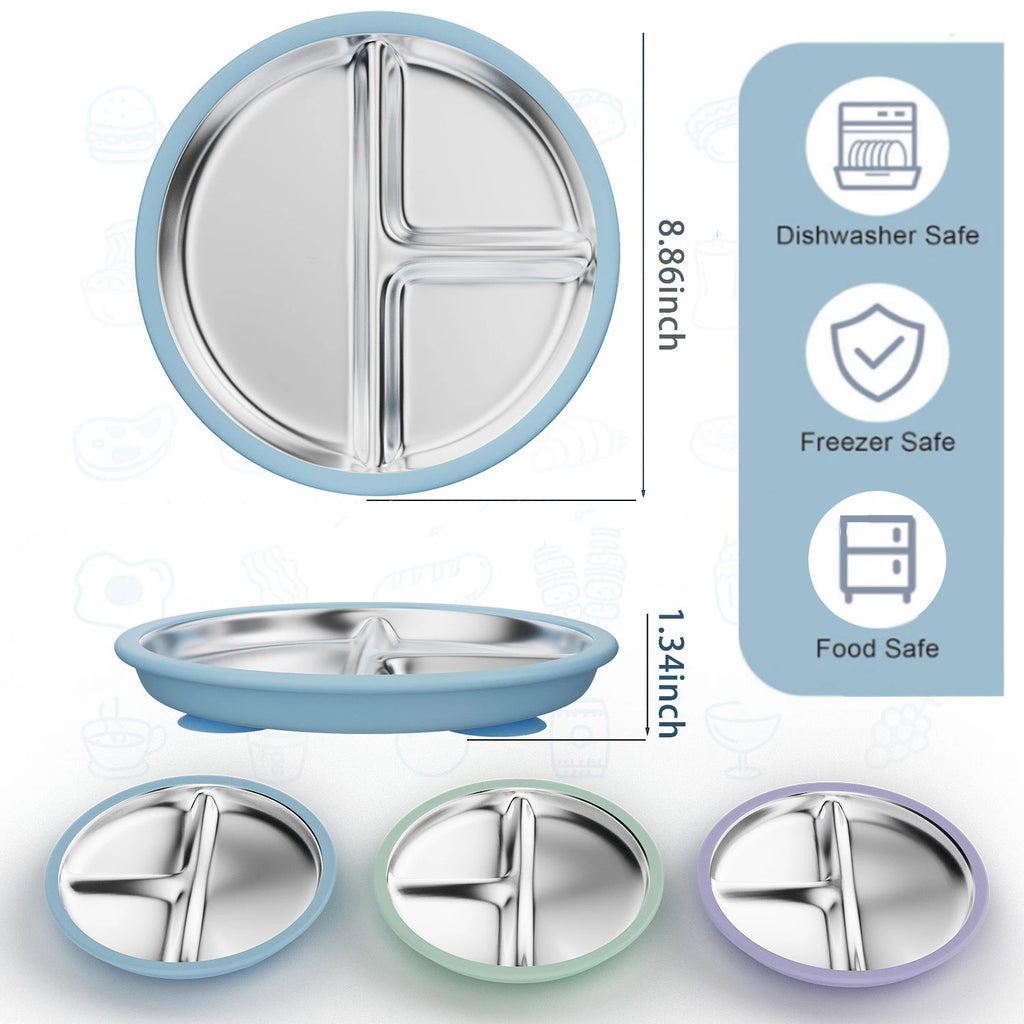 Stainless Steel Baby Suction Plate – BPA-Free, 9-Inch Baby Suction Plate Oasis Select