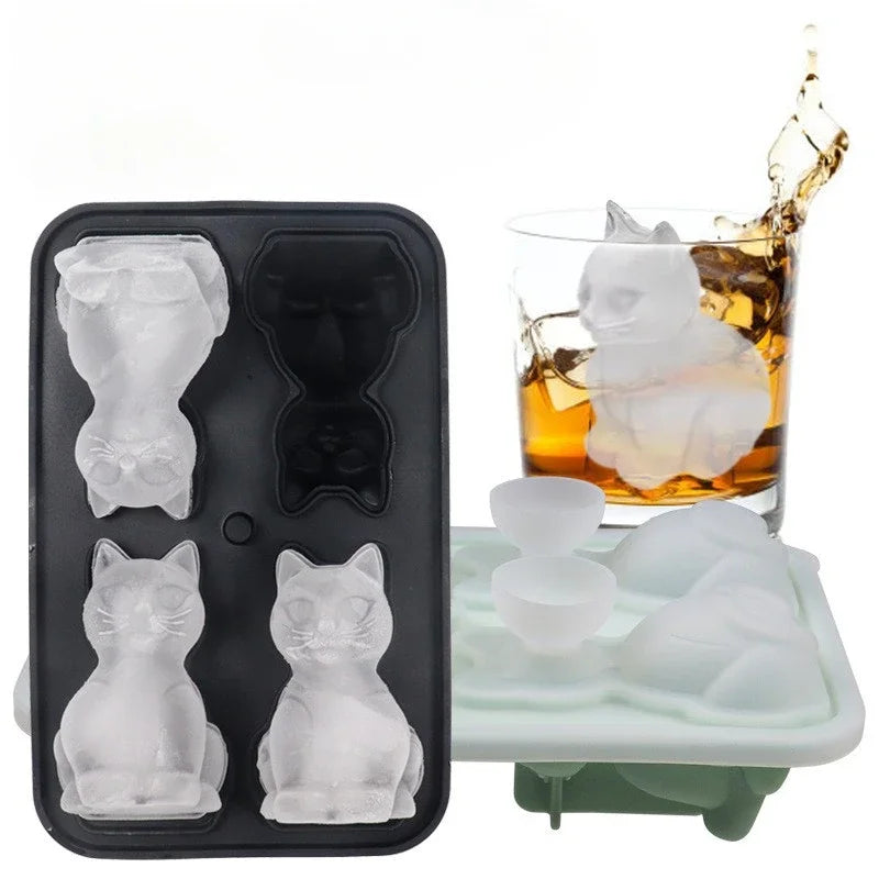 Silicone Ice Cube Ice Ball Mold Animal Ice Cube Cat Ice Cube Cat Ice Cube Mold Home Ice Cube Ice Box Gadgets for Home Oasis Select