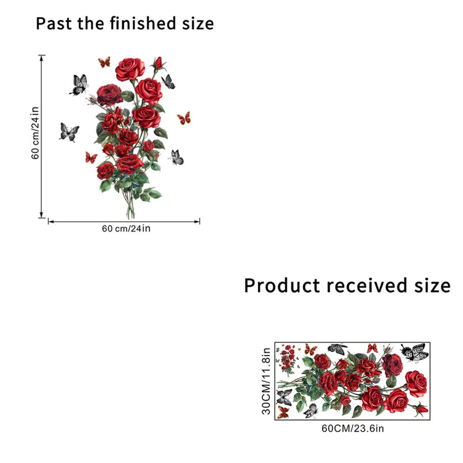 Red Rose Wall Stickers – Self-Adhesive DIY Floral Home Decor Wall Sticker Decal Oasis Select