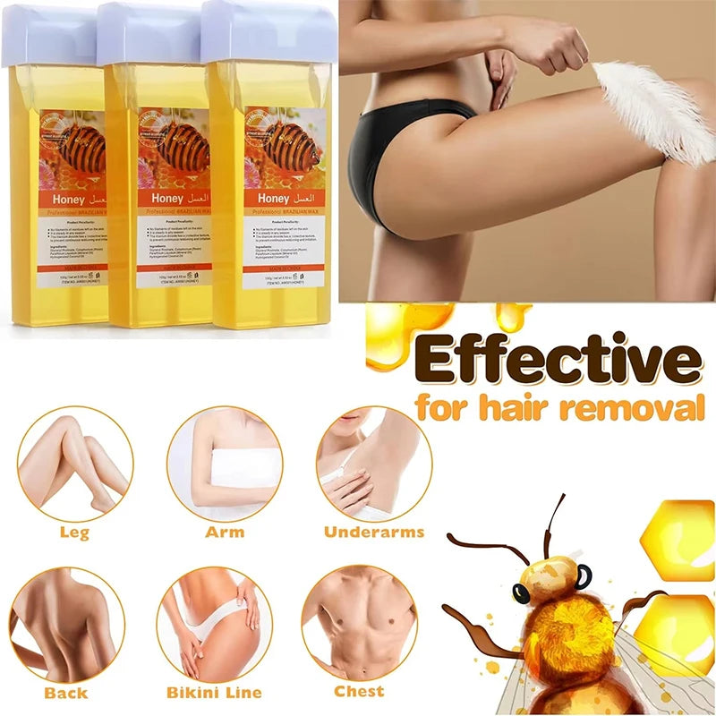 Roll-On Soft Wax Refill Kit – Body Hair Removal, 1/3/6 Pack