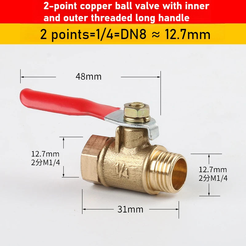 Brass Ball Head Hose Adapter Quick Connector 1/4 "Used Pipe Water Supply Joint Extender To Close Garden Irrigation Accessories Oasis Select Inner and outer 2 points DN8