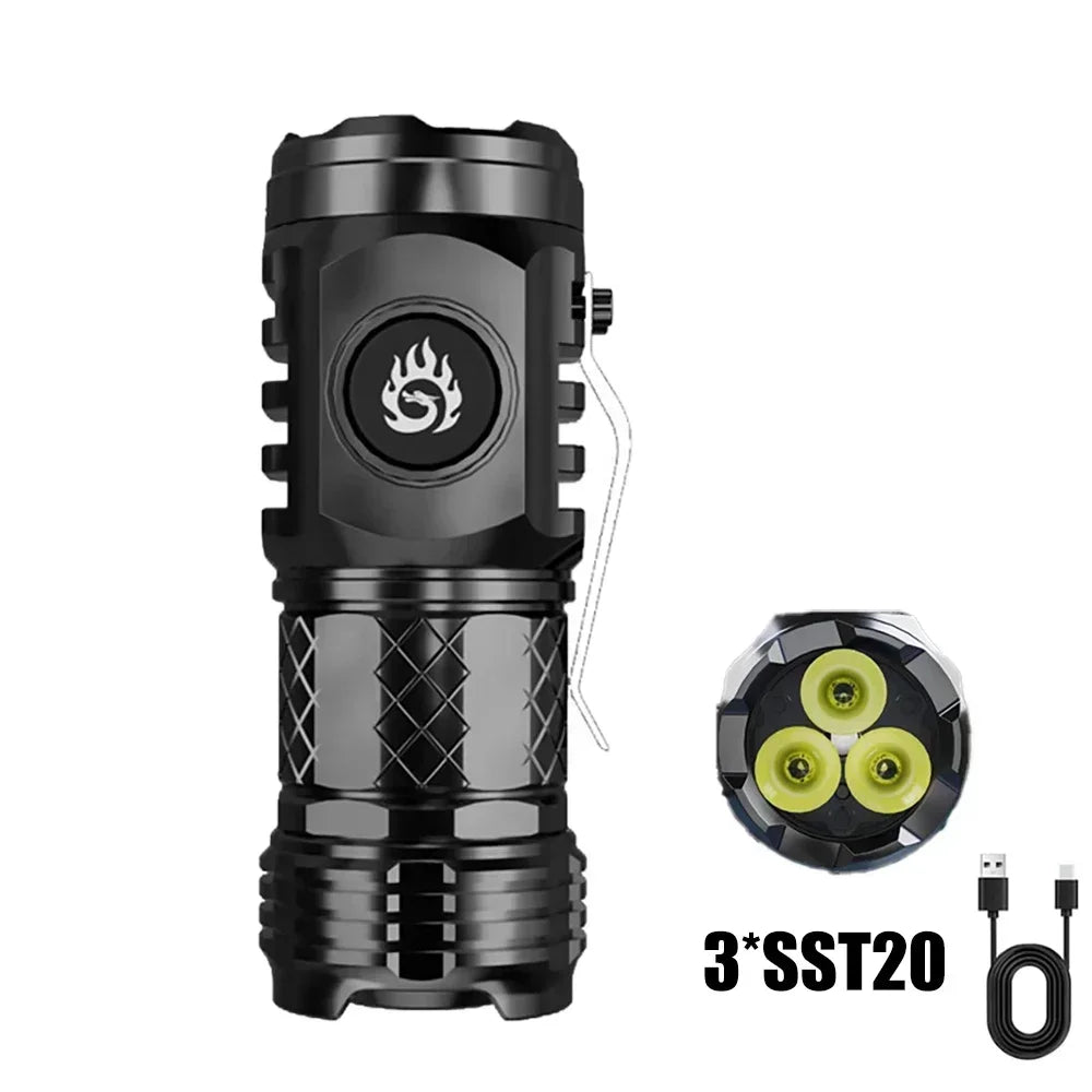 Portable COB LED Rechargeable Flashlight Lantern with Hat Clip