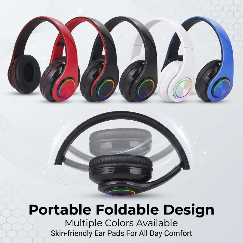 B39 Bluetooth Headphones RGB Lighting Noise Cancellation Foldable Headsets Over Ear Stereo HIFI Sports Headset TF Music Player Oasis Select