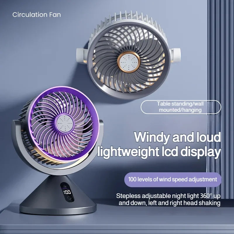 URGGU 100-Speed USB Circulation Fan – LED Display & Night Light