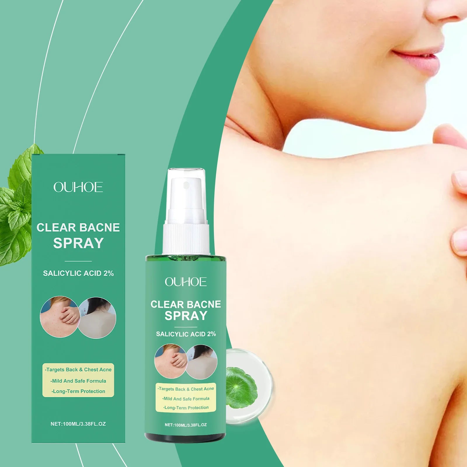 Back Acne Treatment Spray Anti Marks Spot Moisturizing Repairing Soothe Oil Control Shoulder Breast Body Pimples Remover Spray Oasis Select