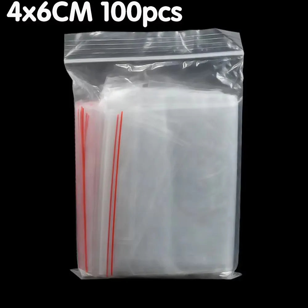 100/200/300pcs Small Zip Lock Plastic Bag Reclosable Transparent Bag Shoe Bag Vacuum Bag Poly Clear Bags Thickness 0.05mm Oasis Select 4x6CM 100pcs
