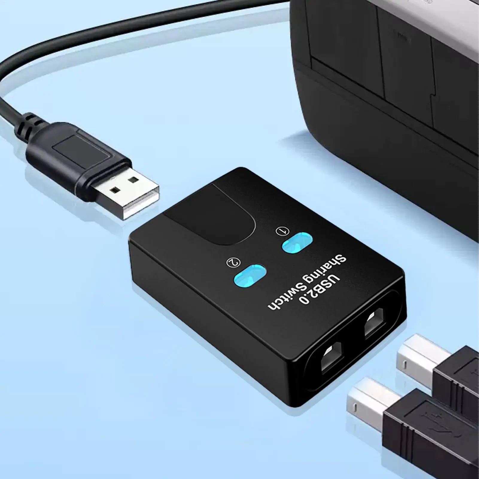 USBSwitch 2 Port Manual USB HUB Two Computers Share U Disk Printer Devices Two In One Out USB2.0 Sharer With Cable Oasis Select