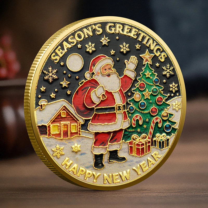 Christmas Santa Claus Collection Commemorative Medal Souvenir Coin Home Decoration Gift Oasis Select