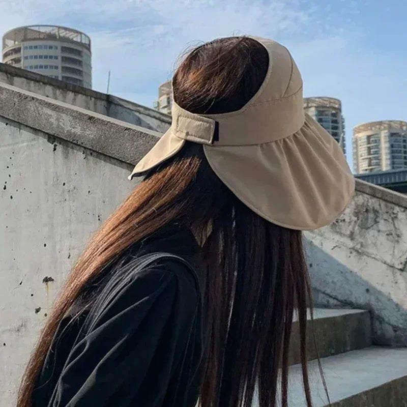 Big Brim Empty Top Sun Hat Summer Women Anti UV Large Eaves All Empty Top Hats Tidal Outdoor Foldable Riding Sport Visors Oasis Select