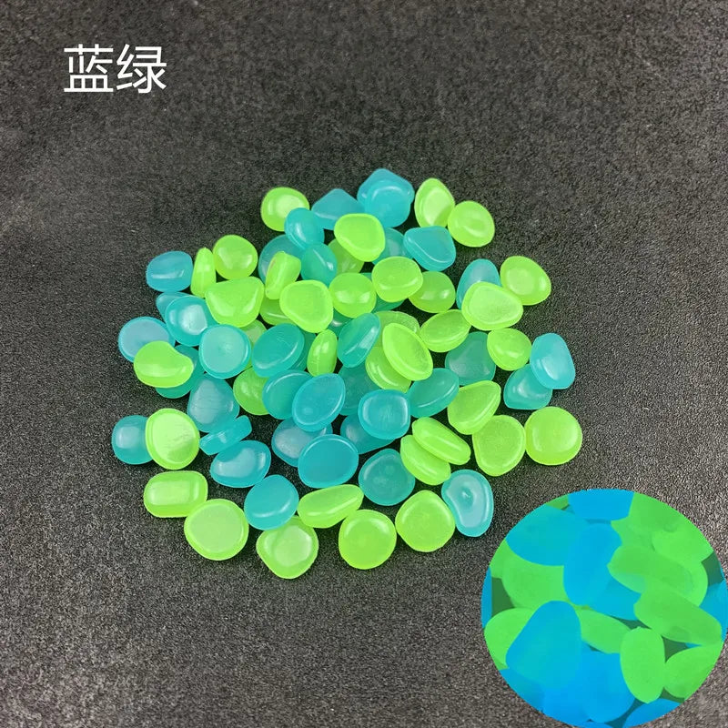 1cm Small Artificial Luminous Stone Vase Decoration Pot Luminous Stone 0.5 G Fluorescent Fish Tank Landscape Pebbles Oasis Select Blue-green mix A pack of 50