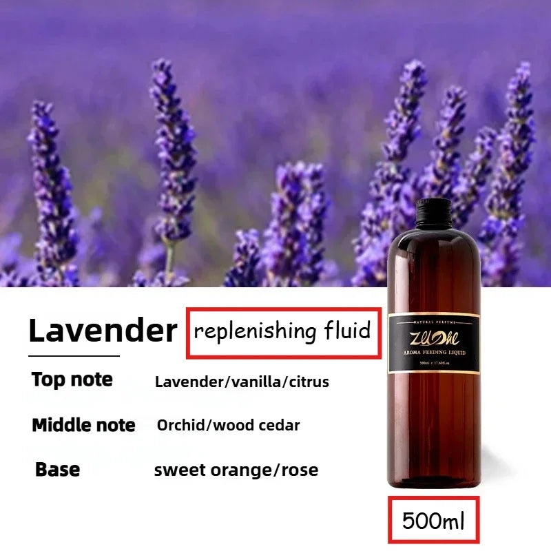 Flameless Home Fragrance Zuohe Hilton Shangri-La Freesia Lavender Aromatherapy Oil with Reed Diffuser Stick Liquid Air Freshener Oasis Select 500ml-Lavender 500ml