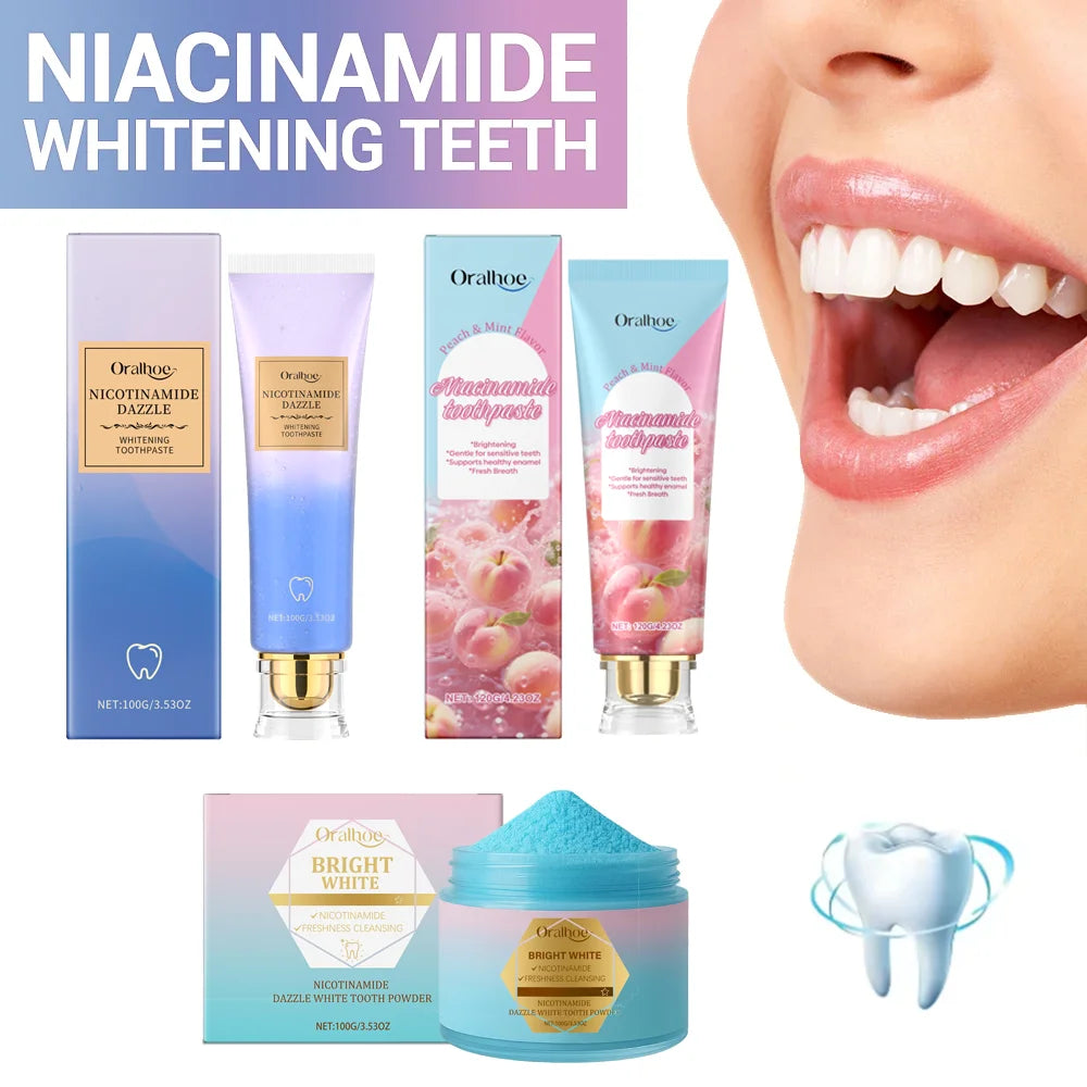 Nicotinamide Teeth Whitening Powder Cleaning Plaque Stain Remove Calculus Fresh Breath Oral Hygiene Care Tooth Bleach Toothpaste Oasis Select